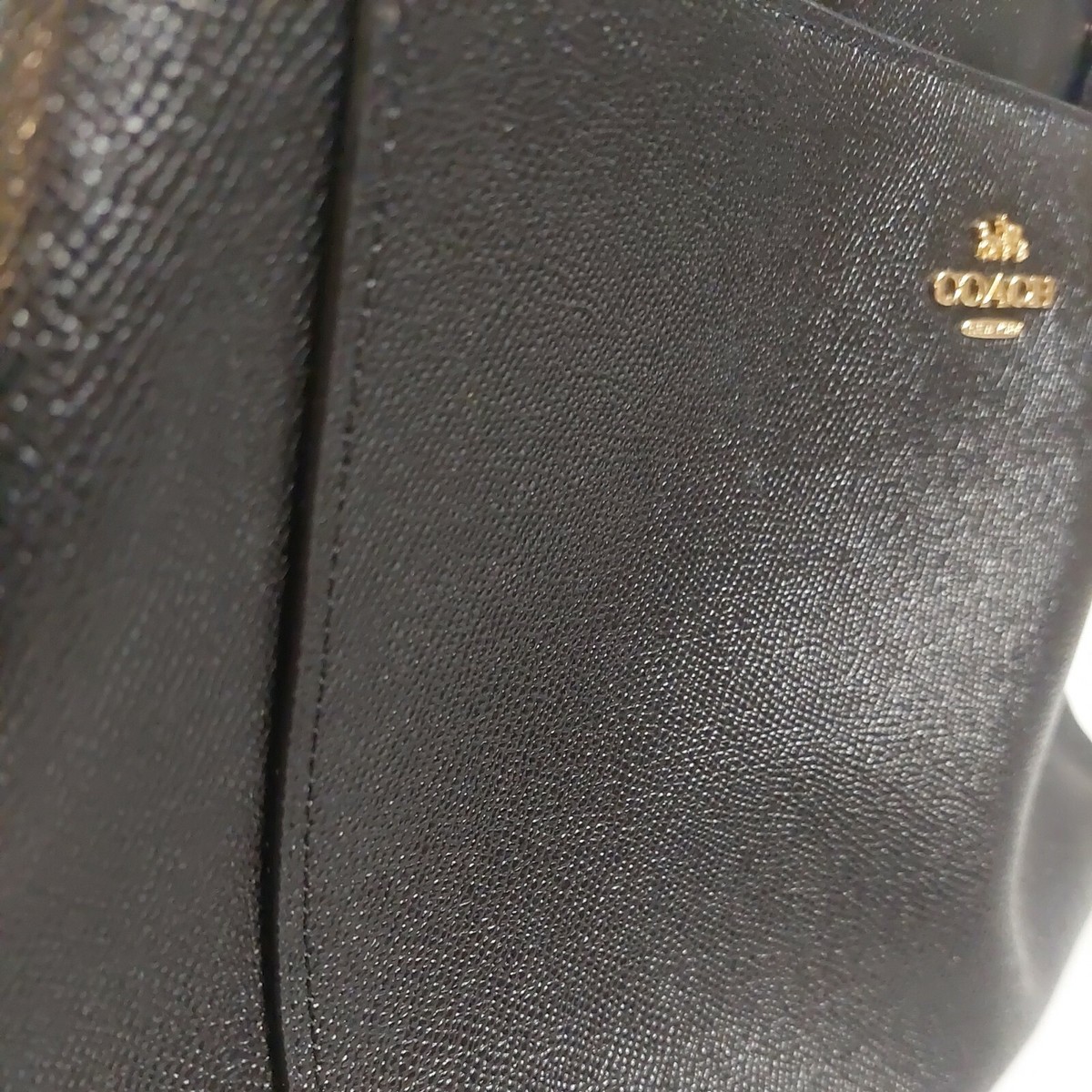 Coach Crossgrain Leather Black Gold Casey Tote Carryall Bag