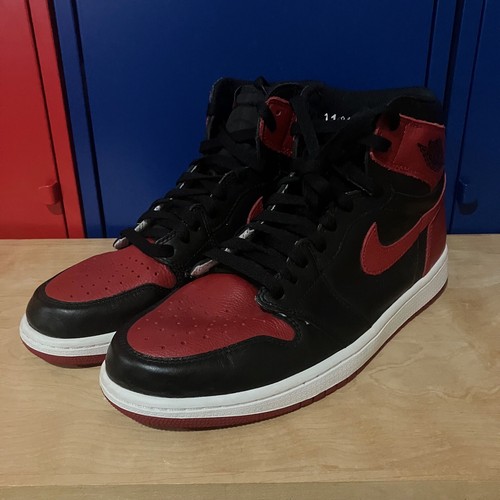 AIR JORDAN 1 HIGH OG BRED TAGLIA 11 ROSSO/NERO BANNATO SUPREME STREETWEAR 85 - Foto 2 di 11