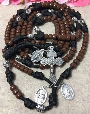 15 Decade Catholic Rosary, Durable  Rosary , 3 medals Paracord Rosary - Handmade