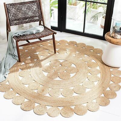 Rug 100% Natural Jute Style Braided Reversible Rug Living Modern Rustic Look Rug