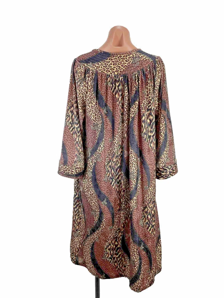 Camisón Sears Fundamental Vintage Años 80 Bata Casa Abrigo Estampado Animal a Presión Talla M Foto 2 de 4