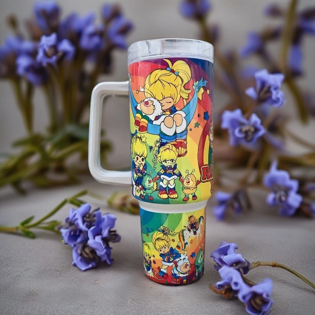 Rainbow Brite 40oz Tumbler Stainless Steel with Handle Straw