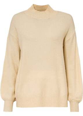 Neu Oversize-Pullover mit Stehkragen Gr. 36/38 Beige Damen Langarmpullover