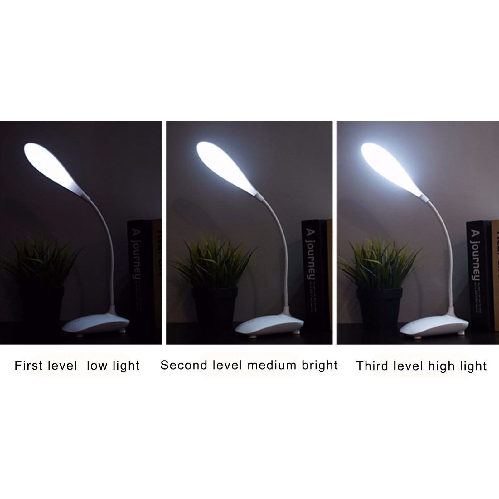 Touch Control LED Desk Table Lamp USB Battery Operated 3 Lighting Modes Flexible