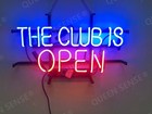 The Club Is Open 17" Neon Sign Lamp Light Artwork Wall Visual Real Glass Le