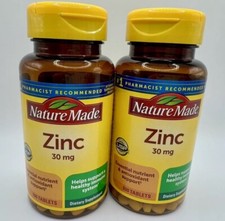 Lot of 2 Nature Made Zinc 30 mg Dietary Supplement 100 Tablets Each  Exp 12/26