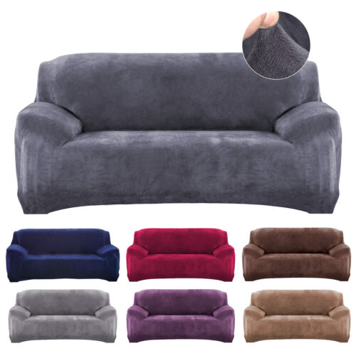 1/2/3/4 Seater Soft Plush Thick Sofa Slipcover Couch Loveseat Cover Full Protect Thumbnail Picture