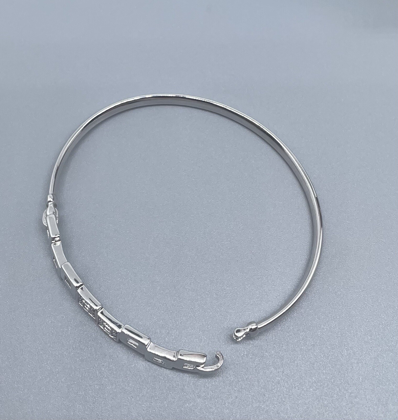 Silver Tone Hook Clasp Square Shape Rhinestone Br… - image 7