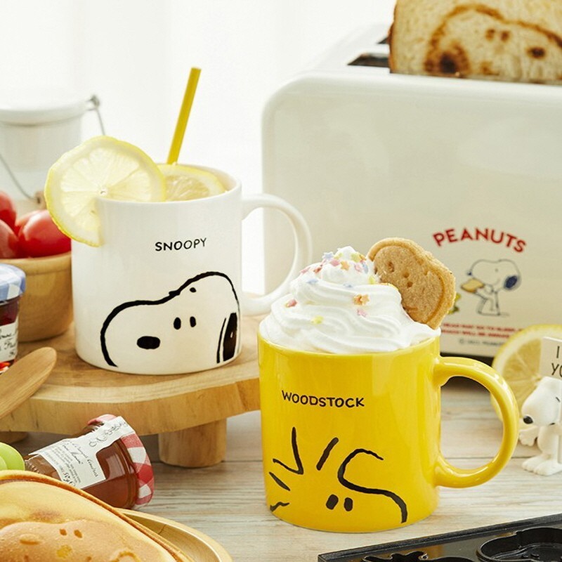 Snoopy Woodstock Face Ceramic Mug Set 360ml 2 Pieces