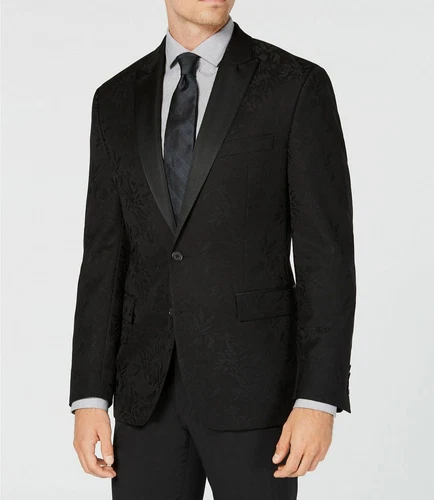 Blazer Ryan Seacrest Para Hombres Floral Jacquard Calce Ajustado Abrigo Tonal Negro, Talla 40 - Imagen 1 de 4