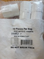 Lot of 10 Charlotte 1" PVC FEMALE ADAPTER Schedule 40 Slip Socket x FPT Thread