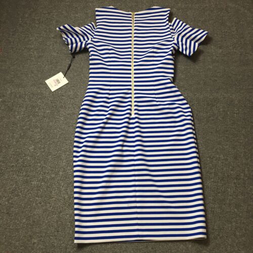 Calvin Klein Womens Dress 6 Cold Shoulder Blue White Striped NWT - Picture 12 of 14