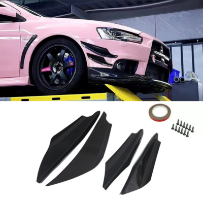 #ad 4x Black Front Bumper Diffuser Lip Splitter Fins For Mitsubishi Lancer EVO 07 17 $19.99