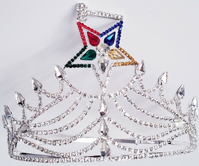 Freemason Masonic OES Grand Matron SILVER Rhinestones O.E.S Adjustable CROWN
