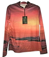 $110 Fera Style Sunset Print Sz XL Base Layer Top 1/2 Zip Women Activewear Ski 