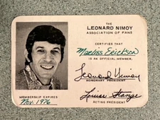 Leonard Nimoy Association of Fans Membership Card 1976 LNAF Star Trek Spock Club