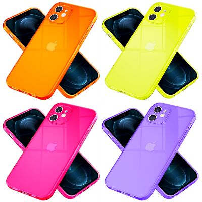 iPhone 12 Handyhülle Neon Silikonhülle NALIA Case Cover bunt matt soft