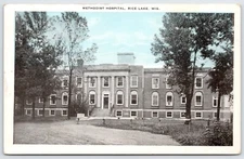 Postcard Methodist Hospital, Rice Lake Wisconsin Posted 1933