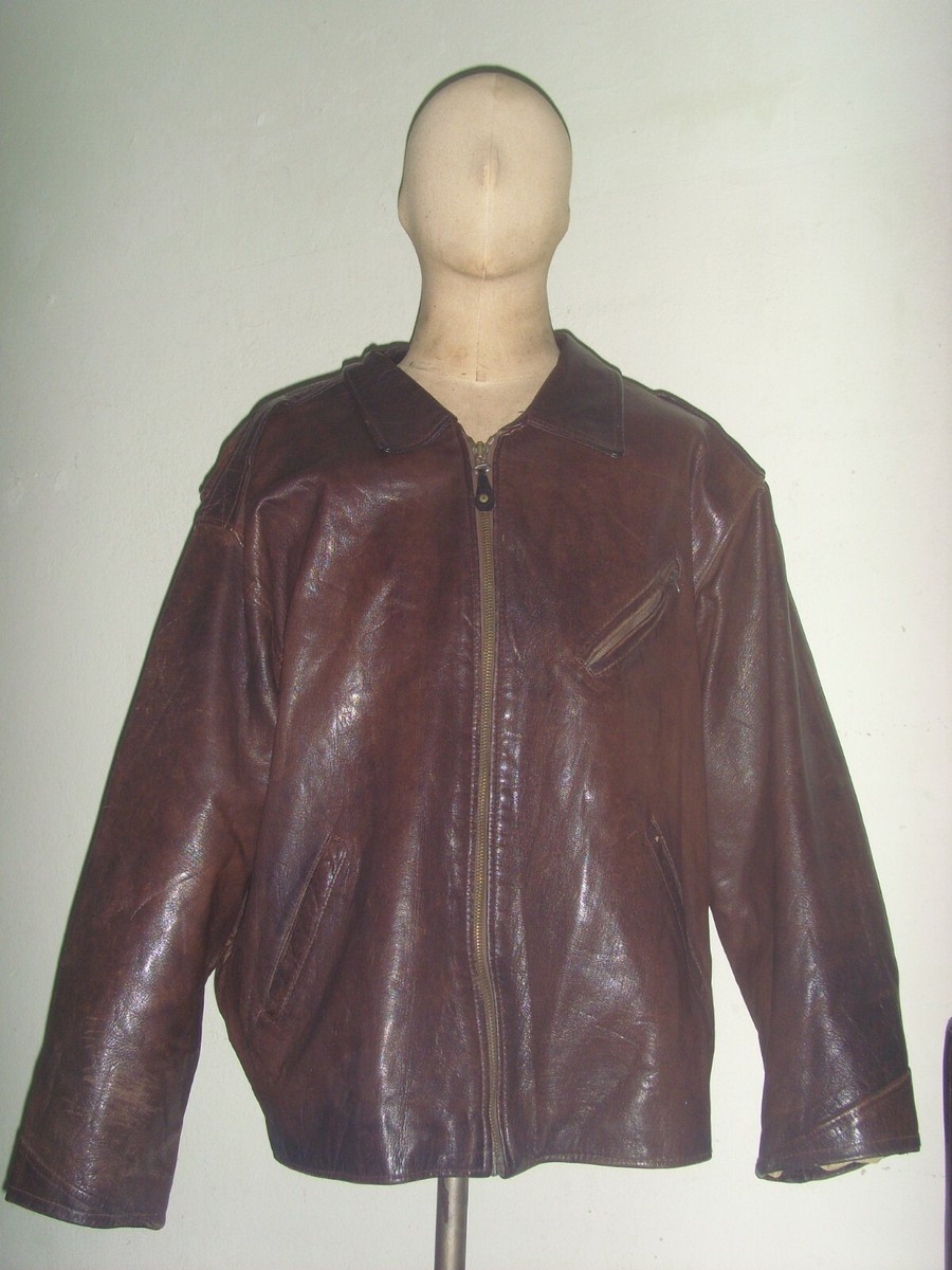 80's Chevignon Flying Togs Leather Coat Made in France Excellent