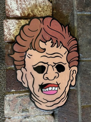 Leather face hand painted sign