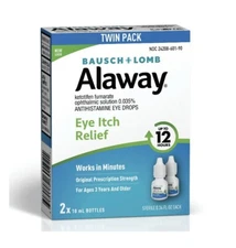 Bausch & Lomb Alaway Twin Pack Antihistamine Eye Itch Relief Drops {Exp:08/26+}