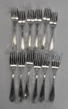Oneida Stainless Rim Salad Dessert Forks Tableware Glossy Outline Set Of 12
