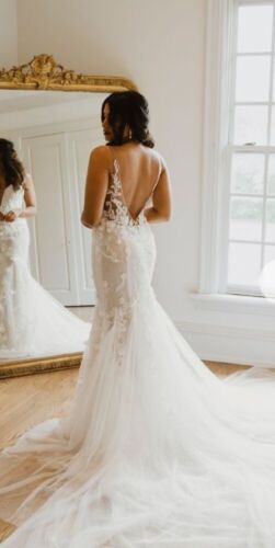 David's Bridal Galina Signature SIZE 22W Wedding Dress Beaded Floral Ivy 9SWG897 - Picture 7 of 21
