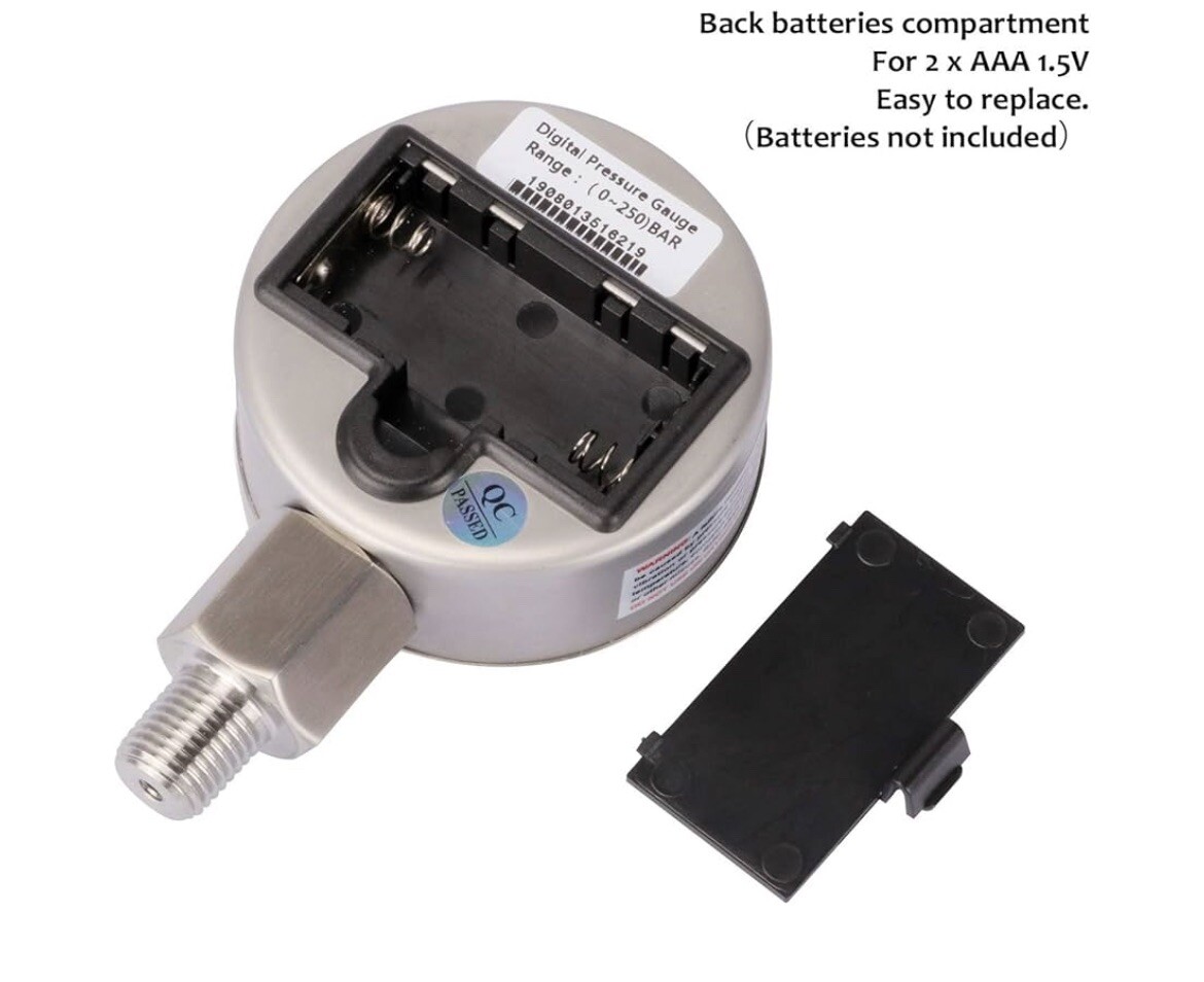 MEASUREMAN 2-1/2" dial, Digital Industrial Pressure Gauge with 1/4"NPT Lower 