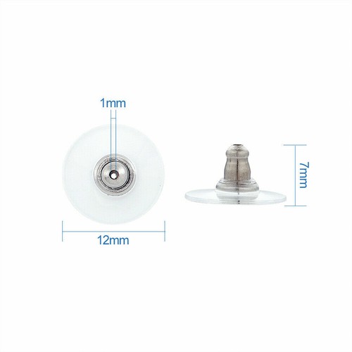 200pcs 304 Aretes de plástico de acero inoxidable Backs Earunut Stoppers Redondos 12x7mm - Imagen 2 de 6