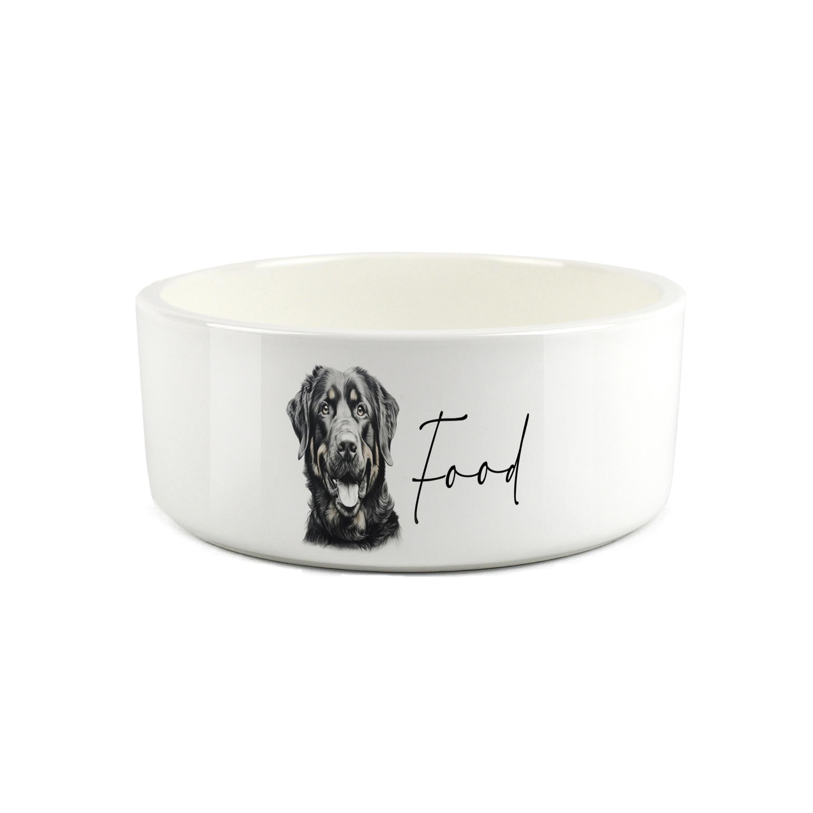 Rottweiler Pet Food Bowl - Ceramic Sketch Dog Feeding Dish Gifts