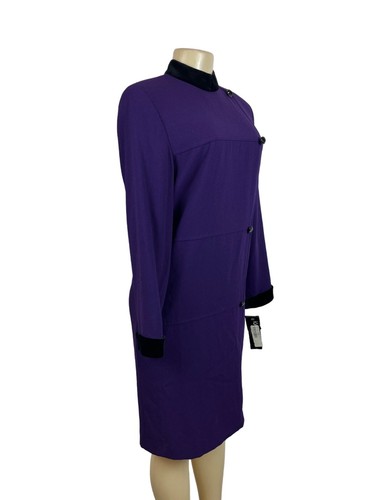 Kasper A.S.L. Purple Button-Up Long Sleeve Womens Dress Sz 8 - New - Picture 2 of 8