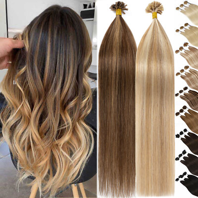 Highlight Pre Bonded Keratin Nail U Tip Remy Human Hair Extensions Full Head 50G