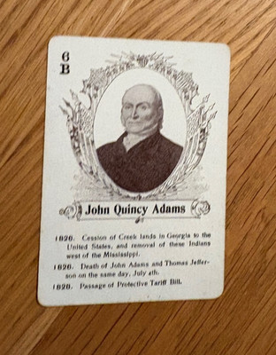 Antique 1905 President John Quincy Adams  In The White House  Game Card #6B NIce
