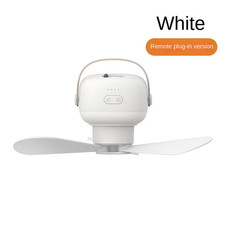 Portable Wireless Mini Ceiling Fan Light USB Fan with Remote Control, Stand, Nig