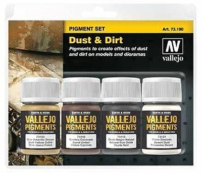Vallejo 30ml Bottle Dust & Dirt Pigment Powder Set (4 Colors) - Hobby and