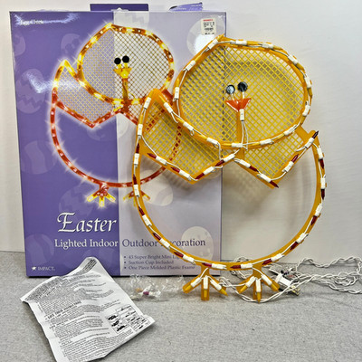 Vtg Light Up Silhouette Easter Chick in Egg Window Decor 43 Colorful Lights READ