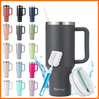Bukaty Thermobecher 40Oz Dunkelgrau Vakuum Isolierbecher Mit Henkel, Strohhalm