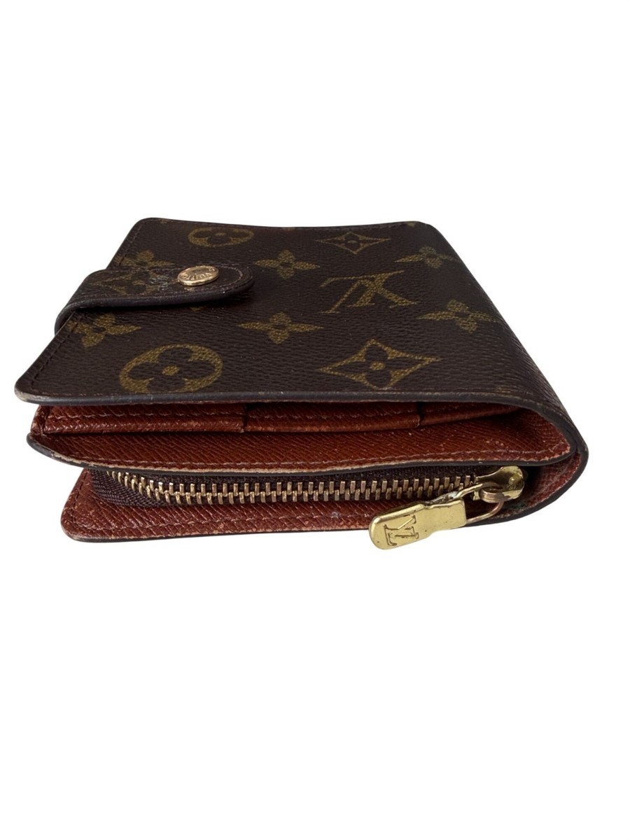 Louis Vuitton Monogram Snap Closure Zip Coin Pocket Bifold Wallet