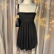 Forever 21 Black Mesh Babydoll Mini Dress Spaghetti Strap Size M NWT