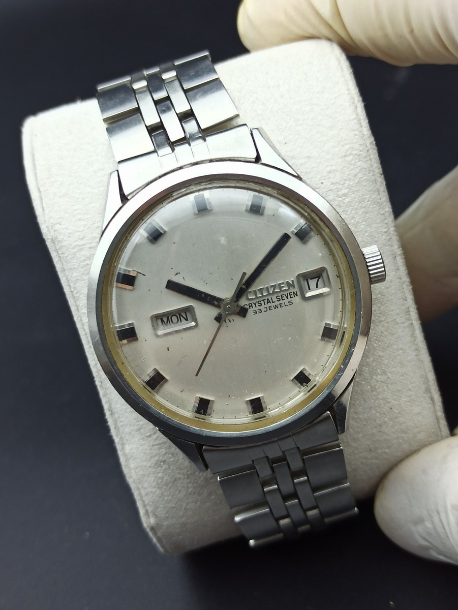 Citizen Crystal Seven 33 Jewels Automatic 80s Vintage Watch Japan