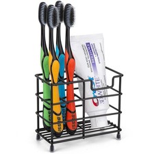 Black Stainless Steel Toothbrush Holder Bathroom Toothpaste Organizer Stand