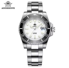 41MM Addiesdive Quartz Diver Waterproof Luminous Stainless Steel Mens Watch NEW