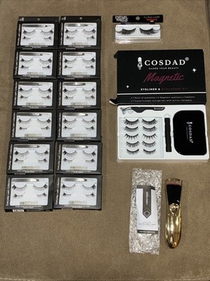 LOT -12x e.l.f. Lash Collection #86003+Fa-Boo-Lash+Cosdad Magnetic Lashes+Curler