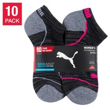 PUMA Women'S No Show Sock, 10-Pair Black, Fits Shoe Size 5-9.5 Ladies'