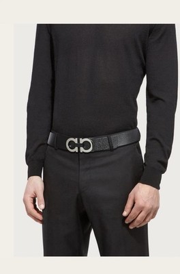 Ferragamo Men s Reversible Belt In Black/Hickory Size 105 / 115 Retails For $580