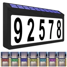 Solar Address Sign, Lighted Address Plaque Outdoor Waterproof, Illuminated RG...