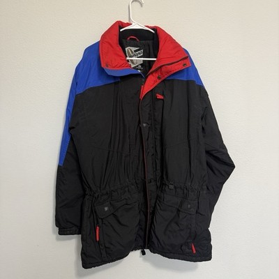 Helly Hansen Europa Ski Jacket Black Red Blue Nylon Men's L Insulated Winter