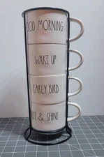 Rae Dunn Stacking Mugs Set of 4, Good Morning Theme