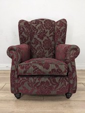 ARMCHAIR DFS Wingback Fireside Floral Burgundy Removable Cushions FREE DELIVERY