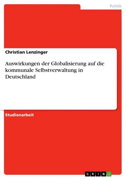 Christian Lenzinger | Auswirkungen Der Globalisierung Auf Die Kommunale...-image